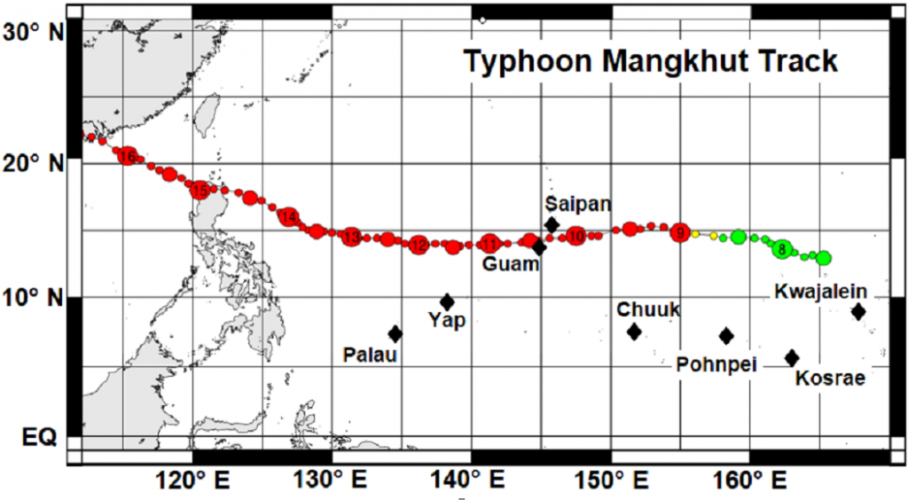 Map of typhoon Mangkhut track
